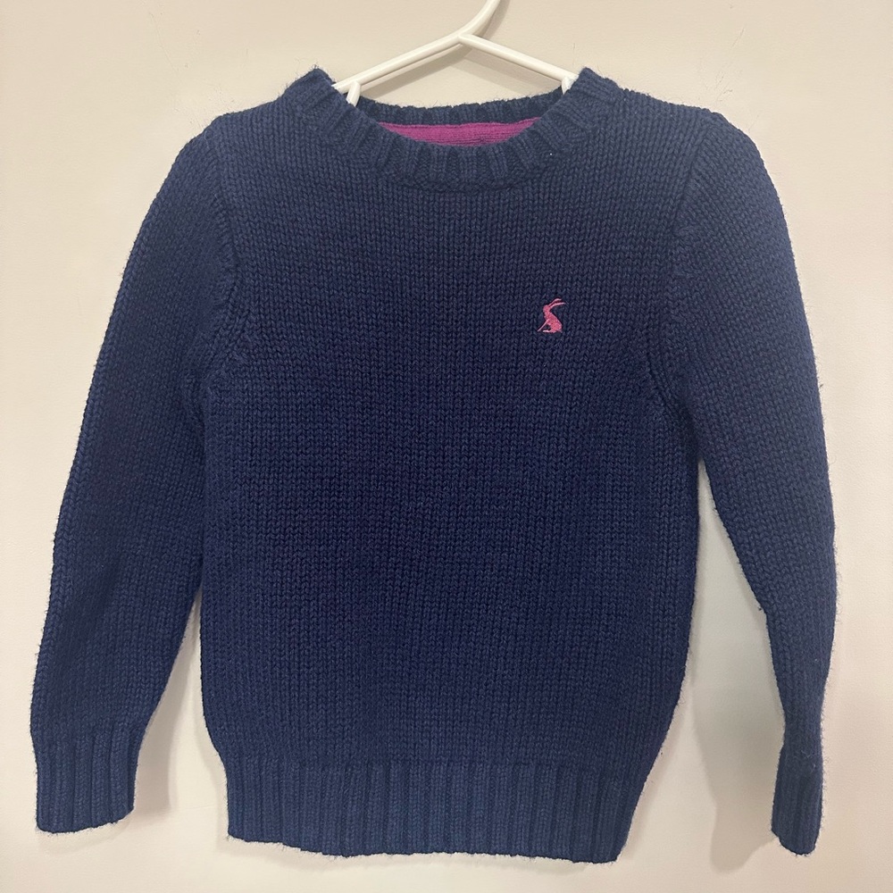 Joules Dark Blue Kids Sweater with Pink Accent